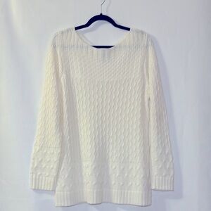 Croft & Barrow White Cowl Neck Sweater with Cable-Knit Design